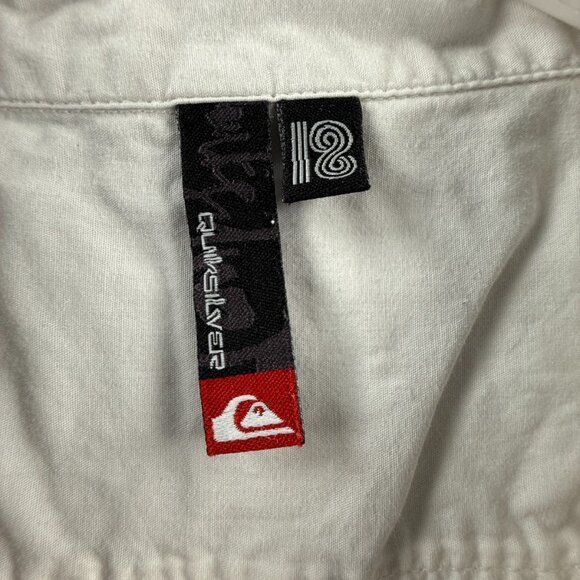 Quiksilver Loop Graphic Print All Cotton Camp Short Sleeve Medium White Casual - Picture 5 of 16